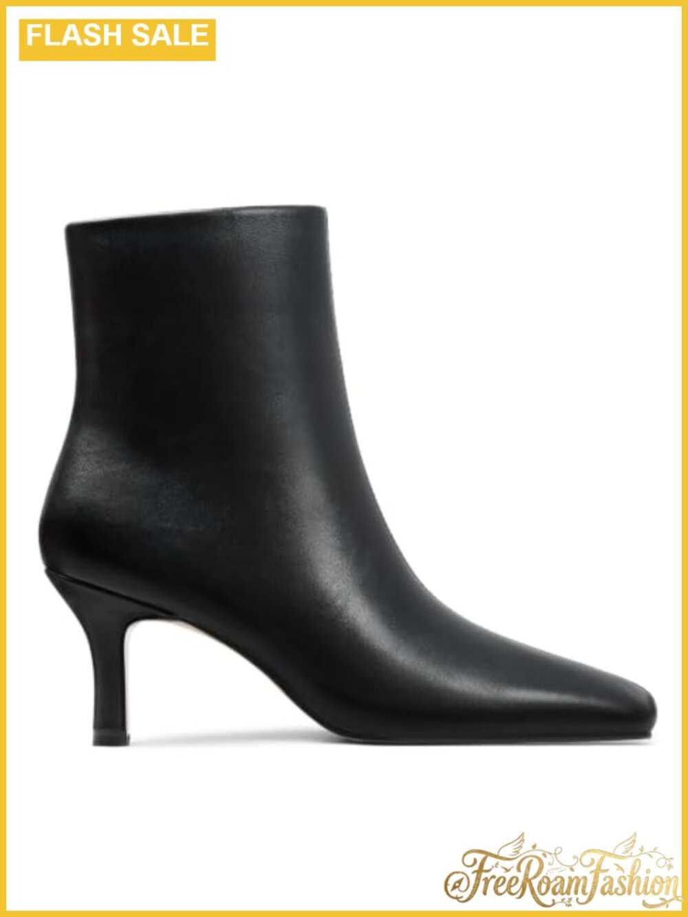 Square Toe Kitten Heel Ankle Booties Zip-Up Women's Boots